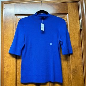 Ann Taylor Blue Short Sleeve Sweater Blouse NWT Size Small